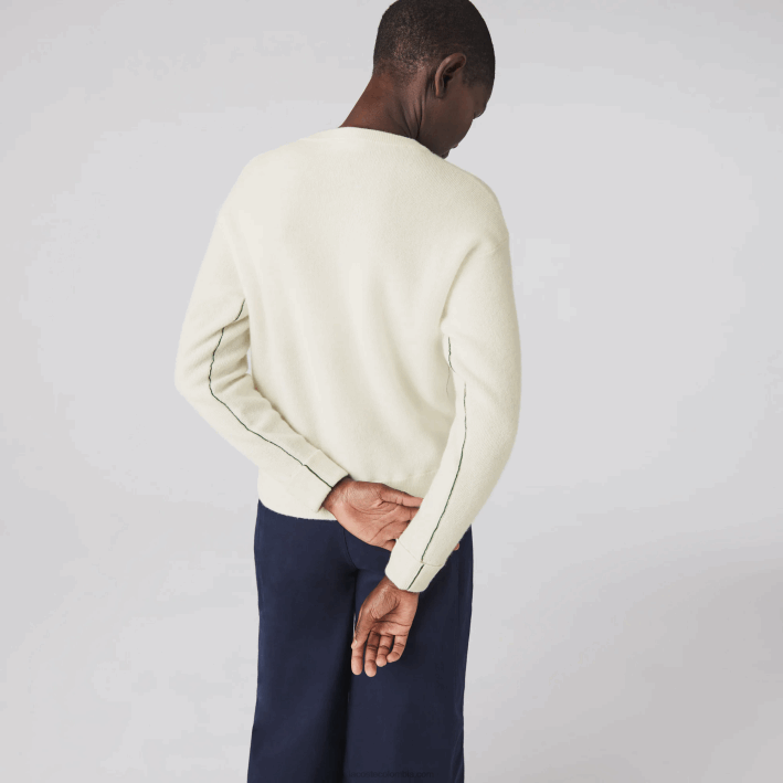 mujer Lacoste 6F242640 blanco 70v jersey de lana con cuello redondo