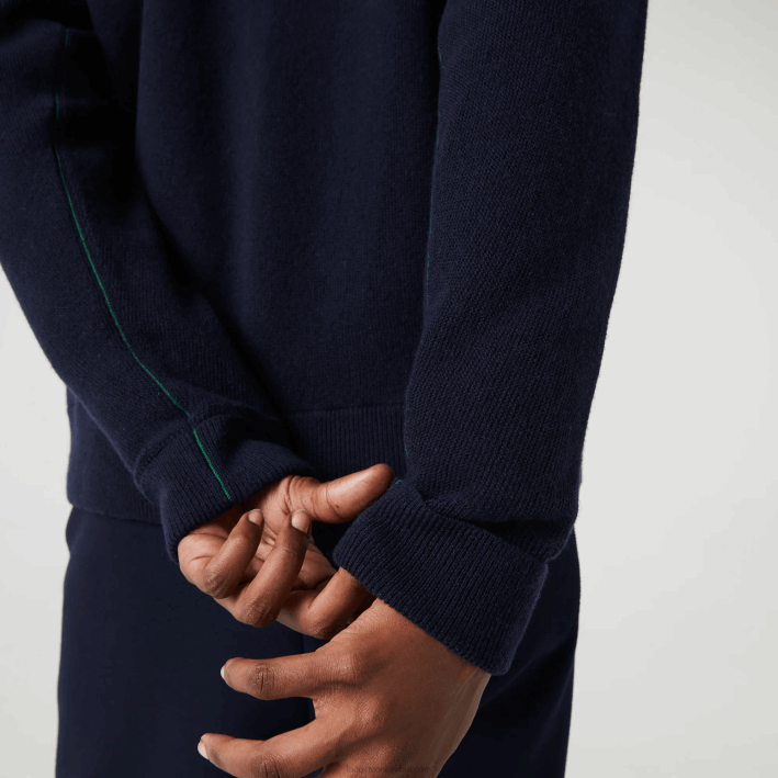 mujer Lacoste 6F242641 azul marino 166 cárdigan de lana con cuello en V