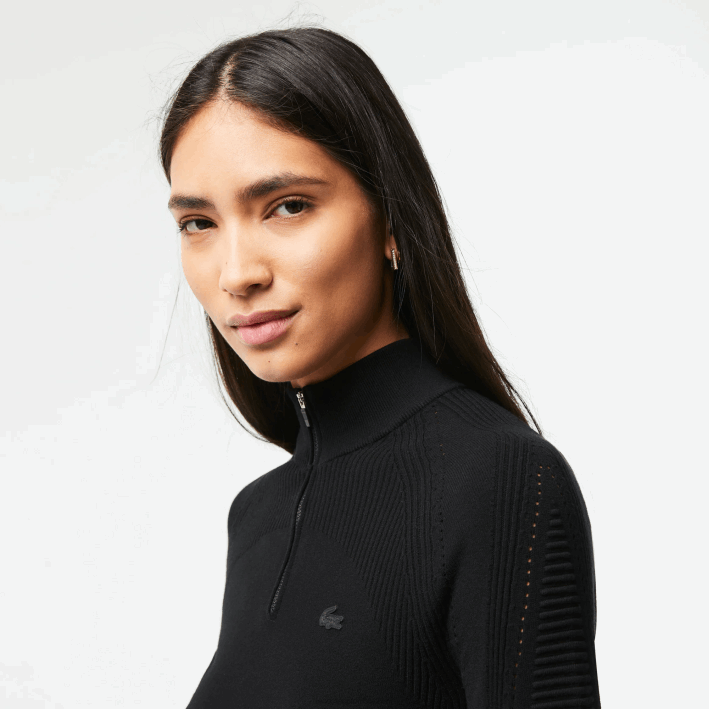 mujer Lacoste 6F242646 negro 031 jersey con cremallera en el cuello