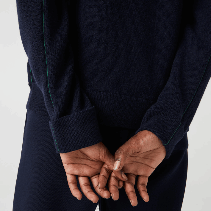 mujer Lacoste 6F242650 azul marino 166 suéter de lana con cuello alto