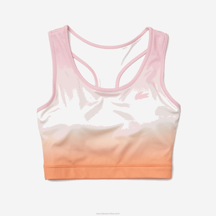 mujer Lacoste 6F242572 rosa blanco naranja dfk Sujetador deportivo sport summer pack racer back