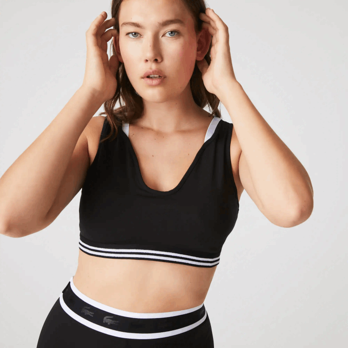 mujer Lacoste 6F242598 negro blanco negro 6kj sujetador deportivo con detalles en contraste