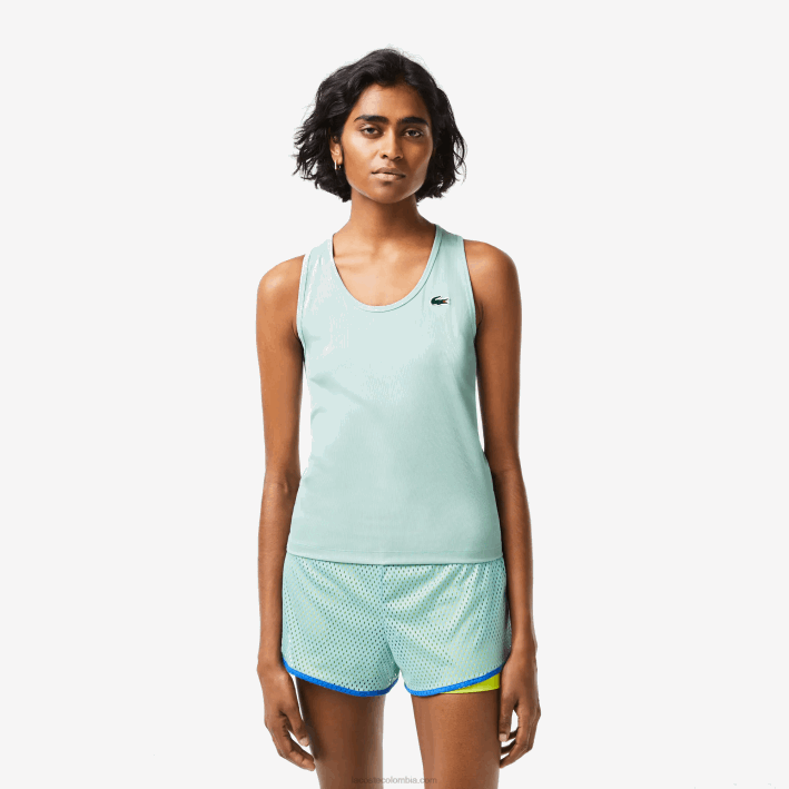 mujer Lacoste 6F242386 menta lgf camiseta sport slim fit de canalé