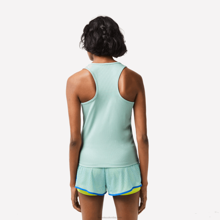 mujer Lacoste 6F242386 menta lgf camiseta sport slim fit de canalé