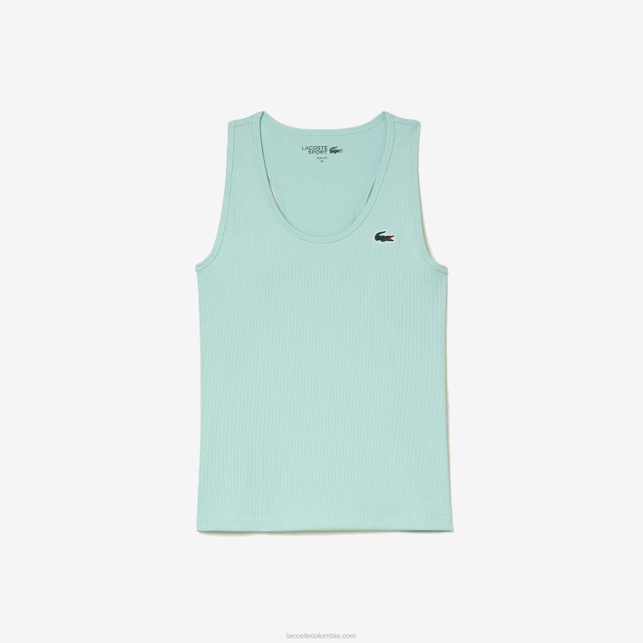mujer Lacoste 6F242386 menta lgf camiseta sport slim fit de canalé