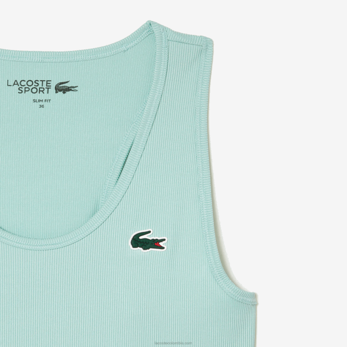 mujer Lacoste 6F242386 menta lgf camiseta sport slim fit de canalé