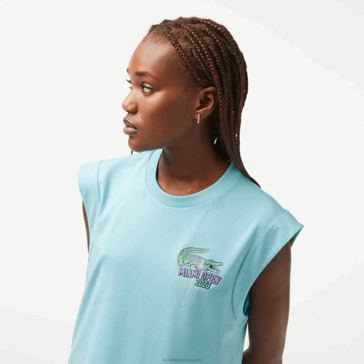 mujer Lacoste 6F242411 menta bvg sport miami edición abierta blusa sin mangas