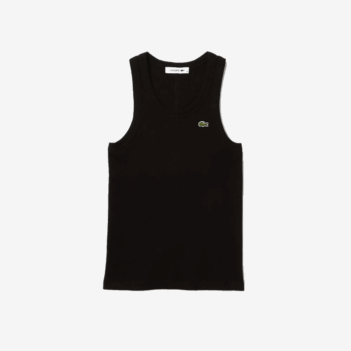 mujer Lacoste 6F242421 negro 031 camiseta sin mangas slim fit de algodón orgánico