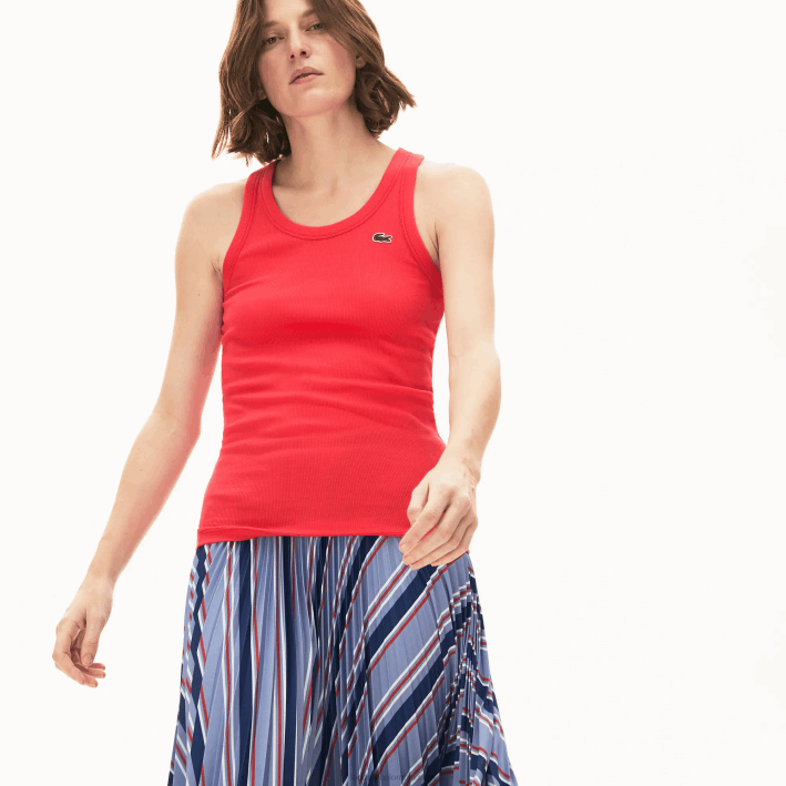 mujer Lacoste 6F242586 rojo 4 por top sin mangas con cuello redondo