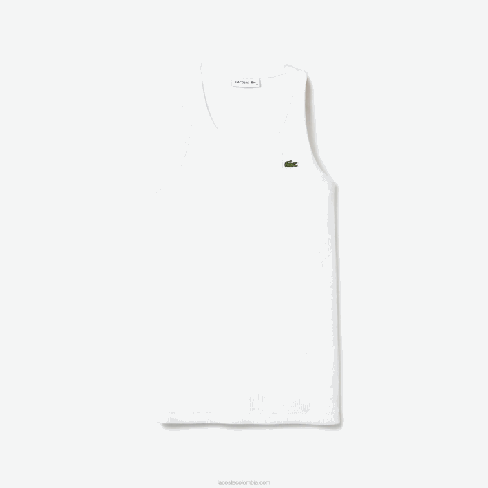 mujer Lacoste 6F242587 blanco 001 top sin mangas con cuello redondo