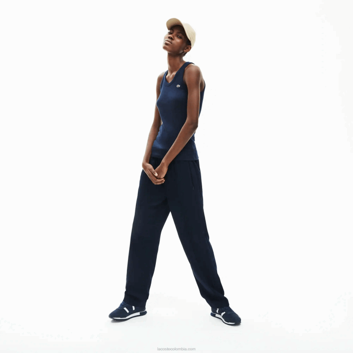 mujer Lacoste 6F242588 azul marino 166 top sin mangas con cuello redondo