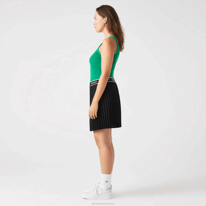 mujer Lacoste 6F242647 ldm verde camiseta sin mangas de canalé sin costuras