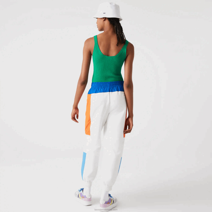 mujer Lacoste 6F242647 ldm verde camiseta sin mangas de canalé sin costuras