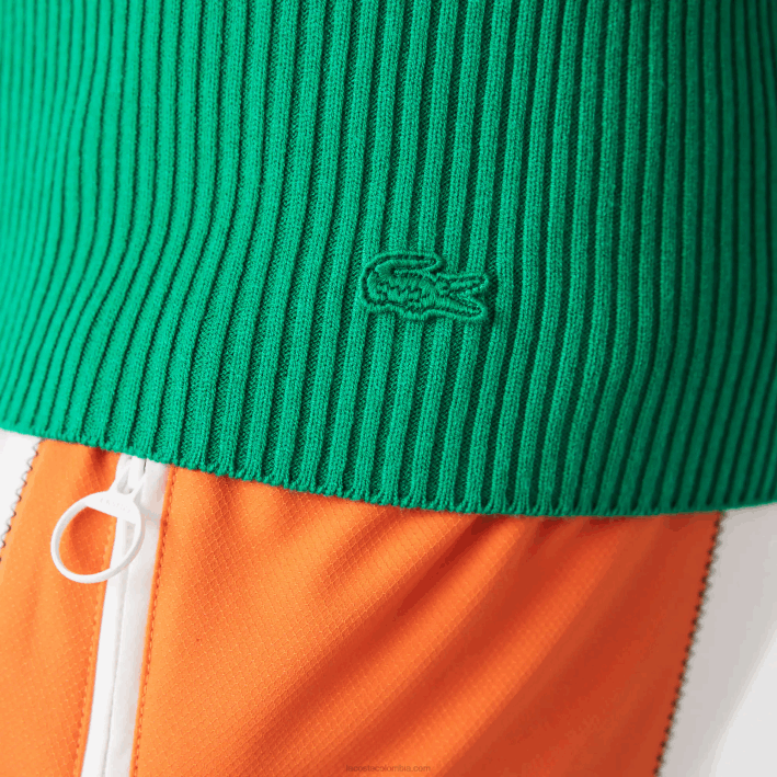 mujer Lacoste 6F242647 ldm verde camiseta sin mangas de canalé sin costuras