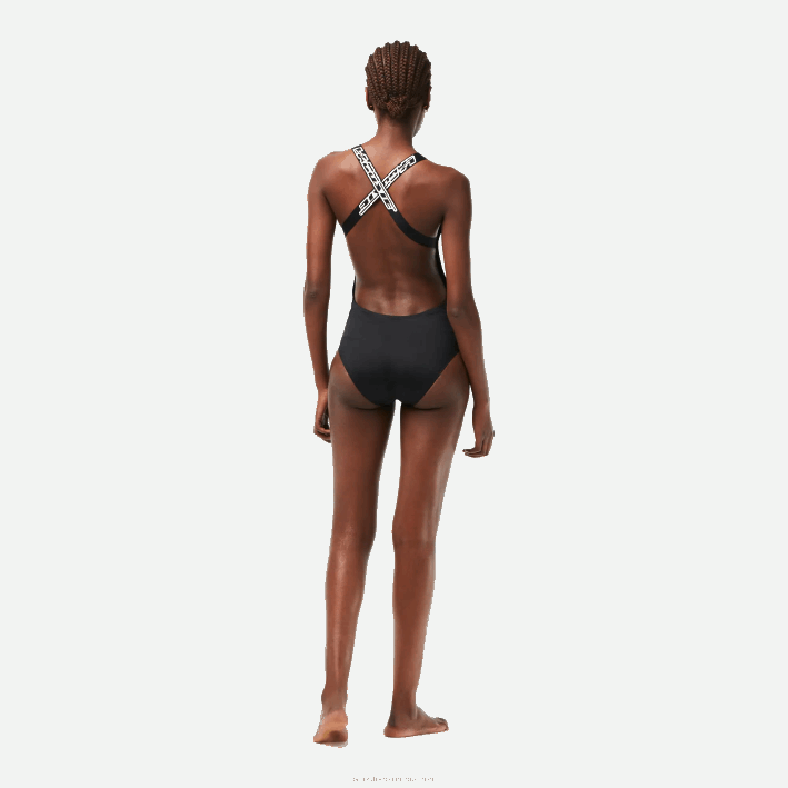 mujer Lacoste 6F242459 negro 031 traje de baño de una pieza de poliéster reciclado