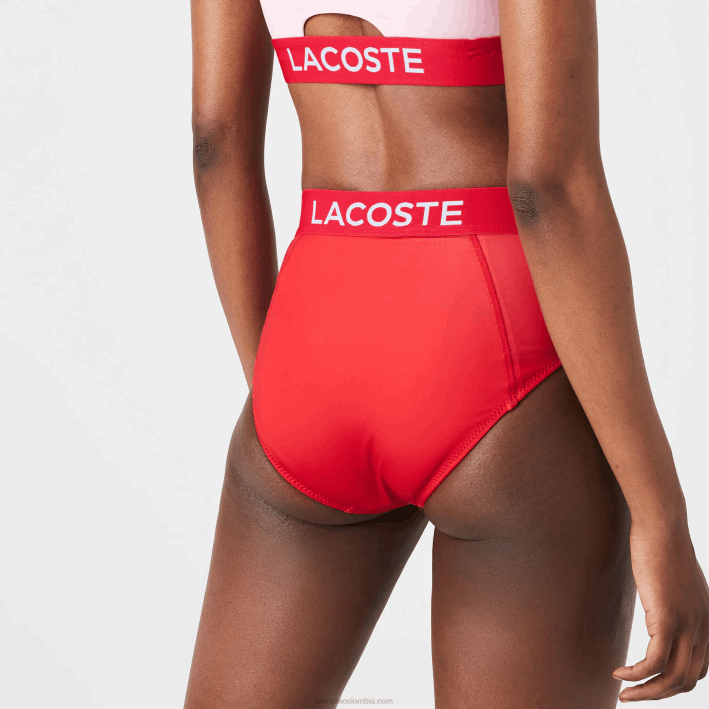 mujer Lacoste 6F242662 rojo azul pwy braguita de bikini estampada