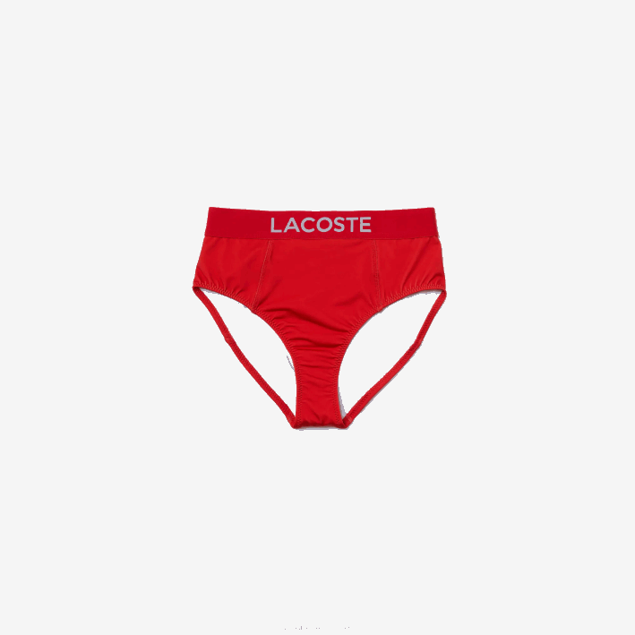 mujer Lacoste 6F242662 rojo azul pwy braguita de bikini estampada