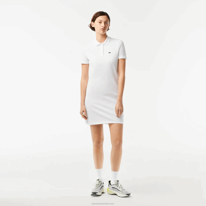 mujer Lacoste 6F242360 blanco 001 vestido tipo polo de punto piqué mujer Lacoste 6F242360 blanco 001 vestido tipo polo de punto piqué
