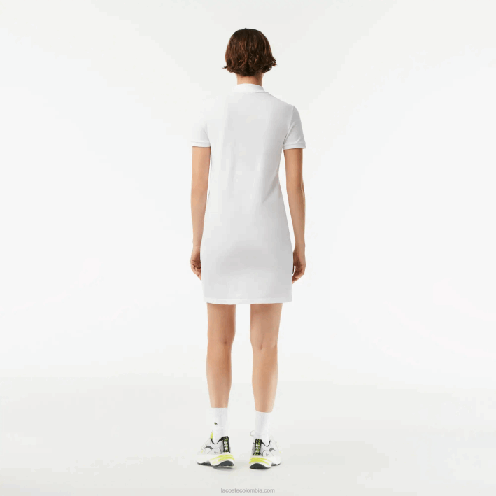 mujer Lacoste 6F242360 blanco 001 vestido tipo polo de punto piqué