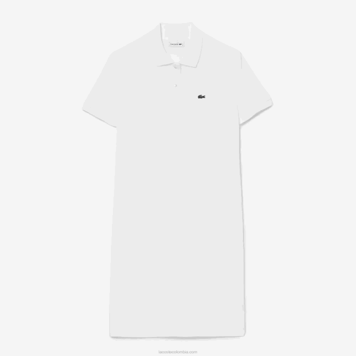 mujer Lacoste 6F242360 blanco 001 vestido tipo polo de punto piqué