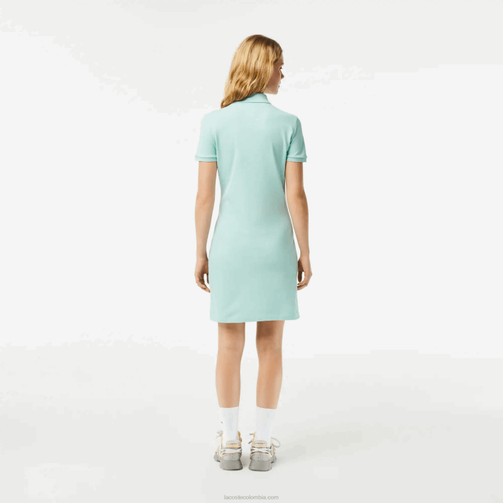 mujer Lacoste 6F242368 menta lgf vestido tipo polo de piqué de algodón elástico