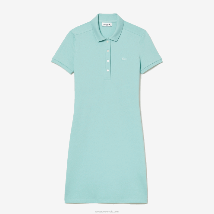 mujer Lacoste 6F242368 menta lgf vestido tipo polo de piqué de algodón elástico