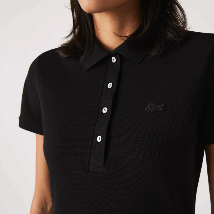 mujer Lacoste 6F242370 negro 031 vestido tipo polo de piqué de algodón elástico