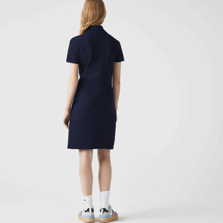mujer Lacoste 6F242371 azul marino 166 vestido tipo polo de piqué de algodón elástico