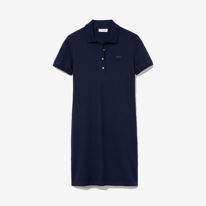 mujer Lacoste 6F242371 azul marino 166 vestido tipo polo de piqué de algodón elástico