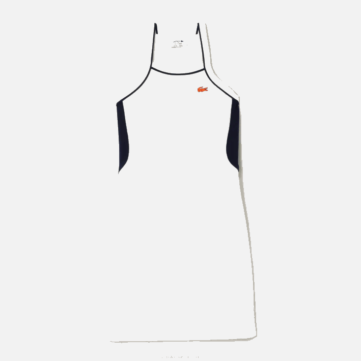 mujer Lacoste 6F242380 blanco 70v vestido de tenis de algodón orgánico hecho en francés