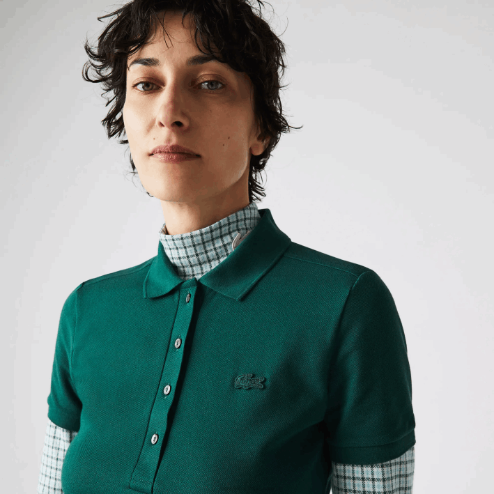 mujer Lacoste 6F242467 verde 3m2 vestido tipo polo de piqué de algodón elástico