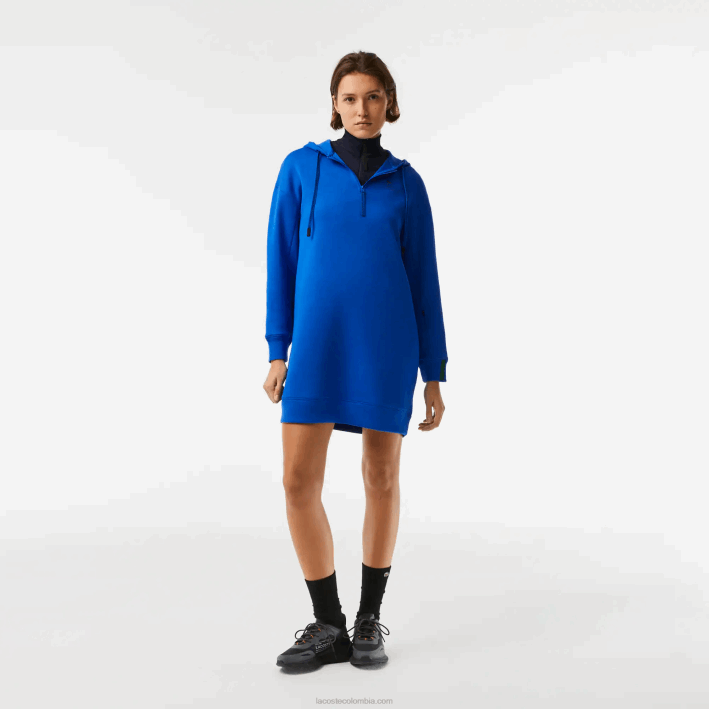 mujer Lacoste 6F242473 k1q azul vestido holgado de piqué de algodón