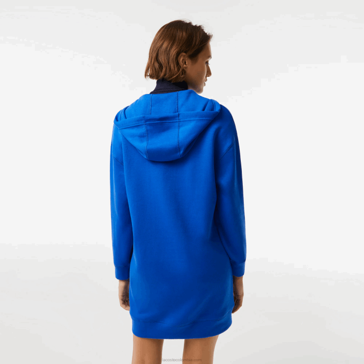 mujer Lacoste 6F242473 k1q azul vestido holgado de piqué de algodón