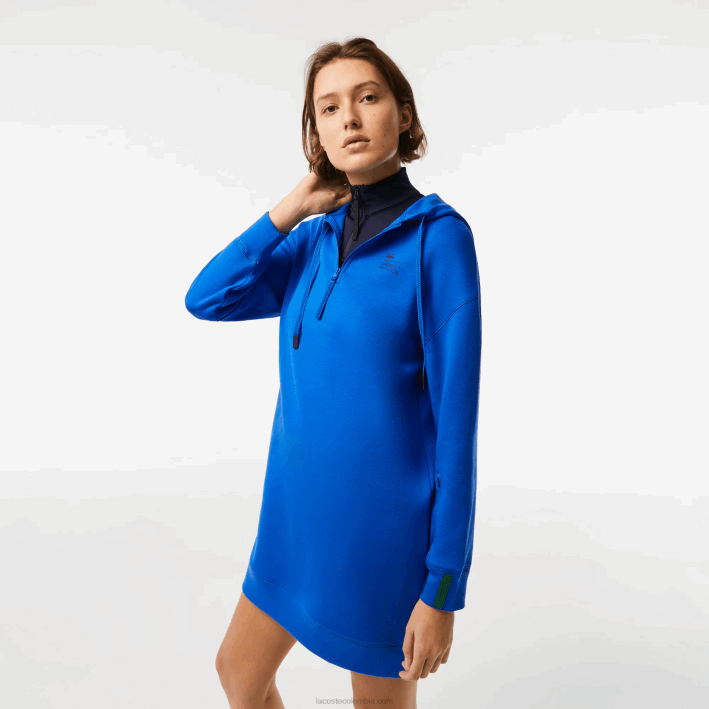 mujer Lacoste 6F242473 k1q azul vestido holgado de piqué de algodón