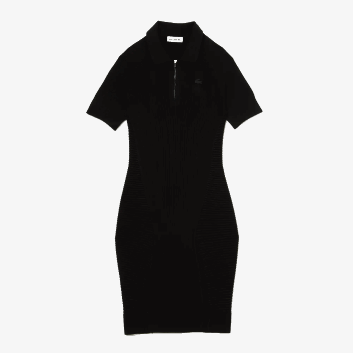 mujer Lacoste 6F242481 negro 031 vestido con detalles de punto y cremallera en la parte delantera