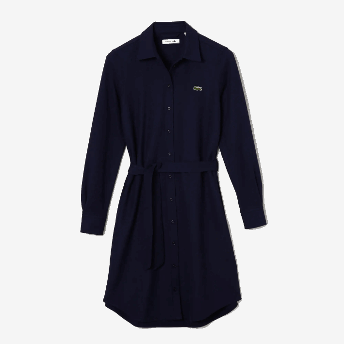 mujer Lacoste 6F242491 azul marino 166 vestido polo de piqué de algodón ajustable