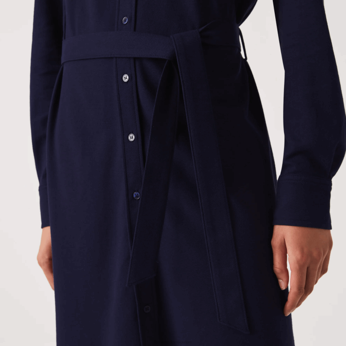 mujer Lacoste 6F242491 azul marino 166 vestido polo de piqué de algodón ajustable