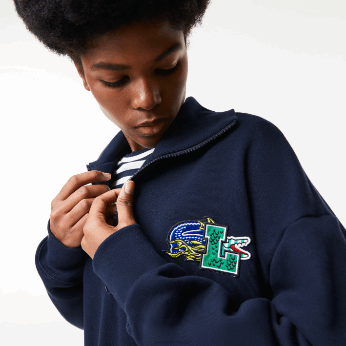 mujer Lacoste 6F242492 azul marino 166 vestido polo oversize con cremallera en el cuello