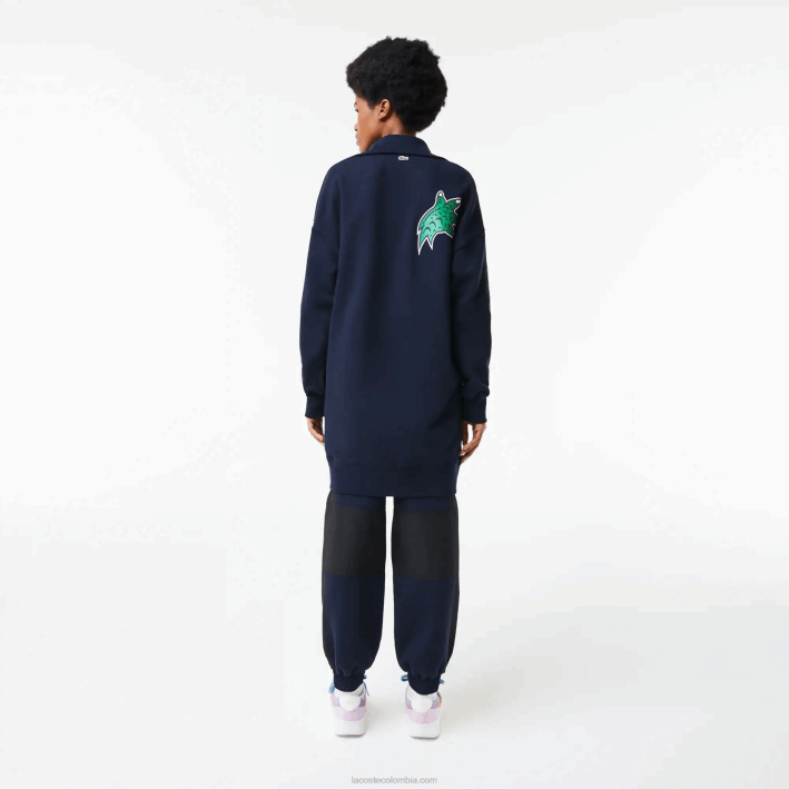 mujer Lacoste 6F242492 azul marino 166 vestido polo oversize con cremallera en el cuello