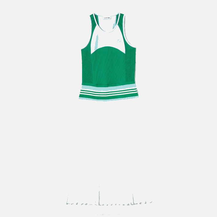 mujer Lacoste 6F242497 azul verde blanco 2c5 vestido sin mangas plisado con bloques de color