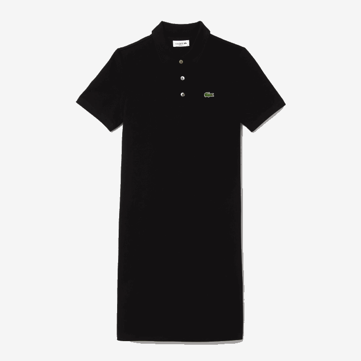 mujer Lacoste 6F242510 negro 031 vestido tipo polo de piqué con manga trompeta