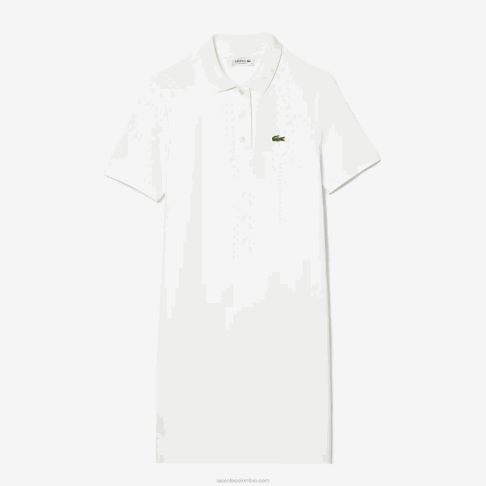 mujer Lacoste 6F242512 blanco 70v vestido tipo polo de piqué con manga trompeta
