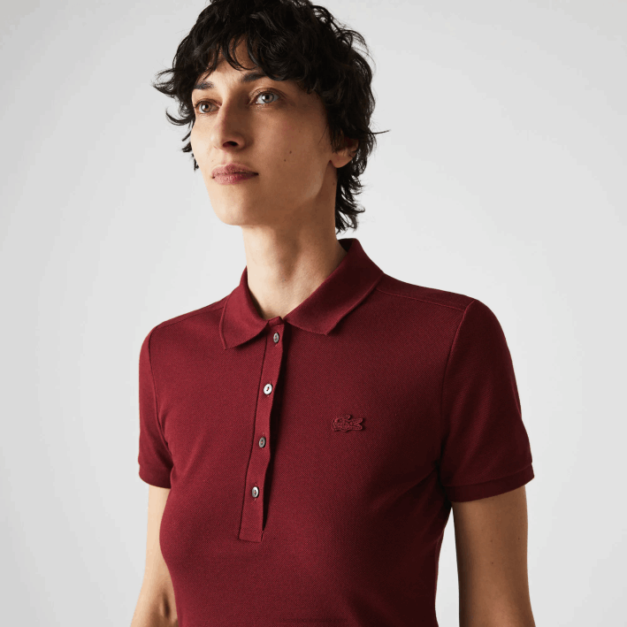 mujer Lacoste 6F242513 burdeos z7f vestido tipo polo de piqué de algodón elástico