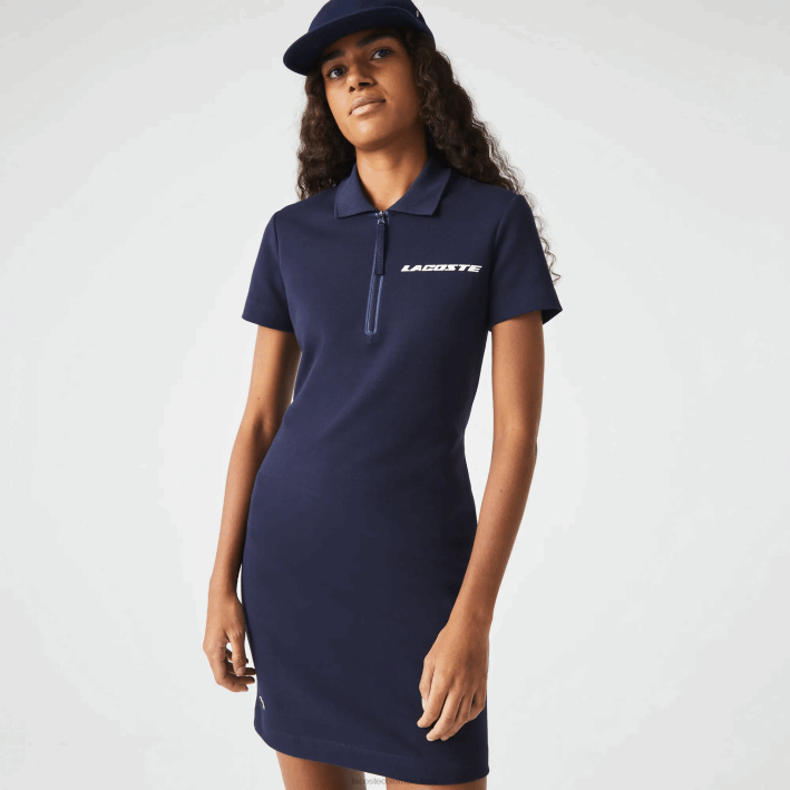 mujer Lacoste 6F242517 azul marino 166 vestido tipo polo de punto de algodón con logo mujer Lacoste 6F242517 azul marino 166 vestido tipo polo de punto de algodón con logo