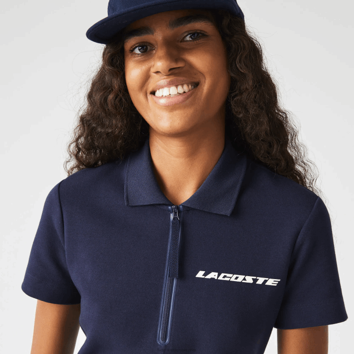 mujer Lacoste 6F242517 azul marino 166 vestido tipo polo de punto de algodón con logo