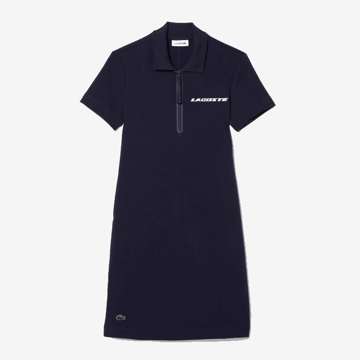 mujer Lacoste 6F242517 azul marino 166 vestido tipo polo de punto de algodón con logo