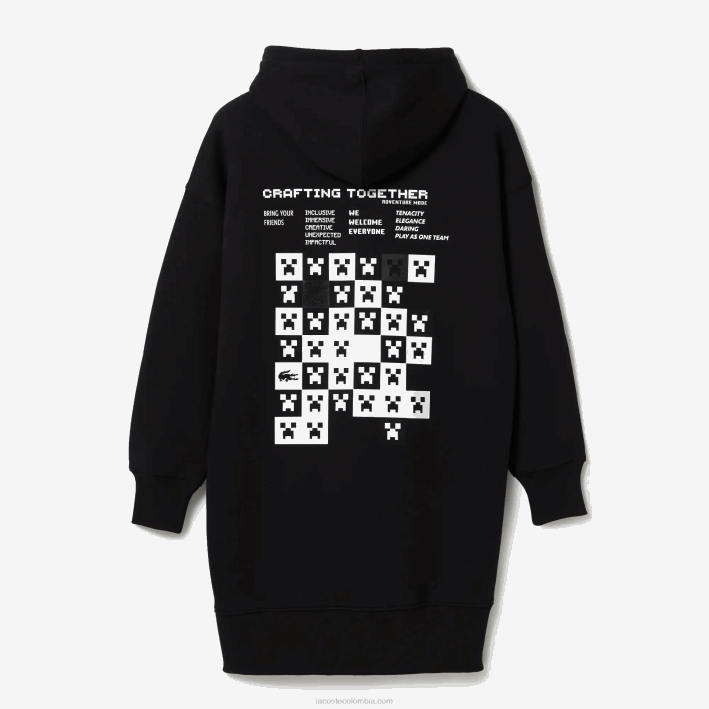 mujer Lacoste 6F242522 negro 031 vestido con capucha de polar orgánico live x minecraft