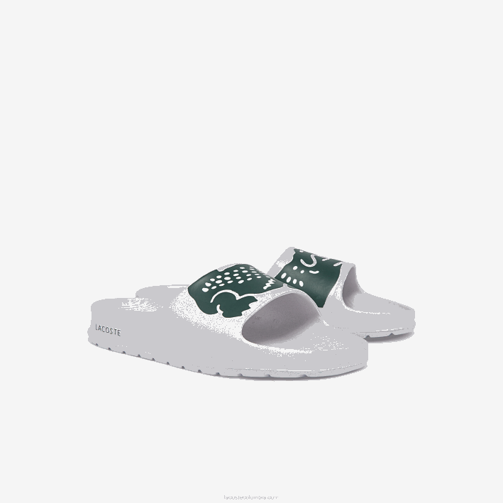 mujer Lacoste 6F242697 blanco y verde oscuro 1r5 chanclas sintéticas croco 2.0 con estampado