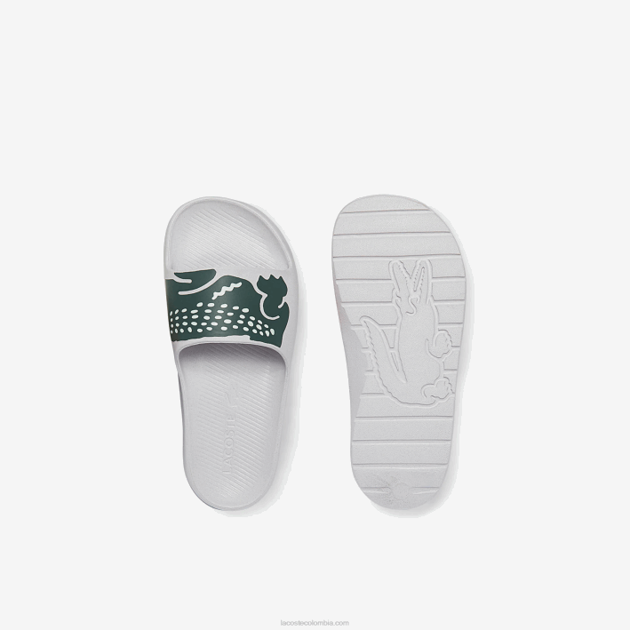 mujer Lacoste 6F242697 blanco y verde oscuro 1r5 chanclas sintéticas croco 2.0 con estampado