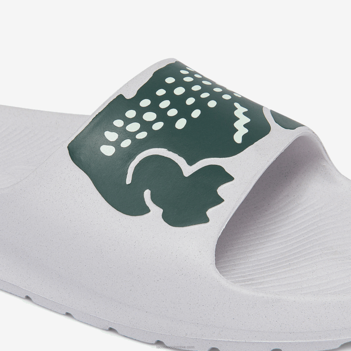 mujer Lacoste 6F242697 blanco y verde oscuro 1r5 chanclas sintéticas croco 2.0 con estampado
